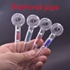 Wholesale Cheap 12cm diamond glass oil burner pipe mix color glass hand tube nails water pipe for smoking