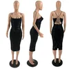 Casual Dresses Sexig paljetter Backless Sling Dress Summer Spaghetti Strap BodyCon Party Long Women Födelsedagskläder Solid Night Clubwear