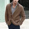 Men's Sweaters Vintage Crocheted Knitted Cardigans Men Fall Winter Casual Lapel Single Breasted Long Sleeve Slim Knit Jacket Sweater Mens