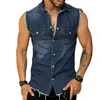 Denim T-Shirt Polo Yakası Kolsuz Talif Top Kas Erkek Giysileri