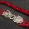 Ketens dames mode luipaardhoofd sluiting diy accessoire rood glas kristallen ketting welkom aangepaste kleuren sieraden