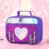 Cosmetische tassen Kaken van hoge kwaliteit mode waterdichte omgekeerde pailletten geïsoleerde kinderen meisjes jongen lunchbox glitter tas tas koeler picknick zakje voor eten 230818