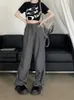 Kvinnors byxor S Deeptown Y2K -estetiska Beige Cargo Parachute Pant Korean Style Oversize Baggy byxor Hippie Harajuku Wide Leg Pantalons 230818