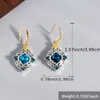 Brincos de bronzeado Blue Crystal Zircon Drop Personalidade Gancho de liga de zinco para mulheres Presente de aniversário de casamento