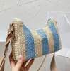 Designer Raffia Straw Summer weave Beach vacation bags hollow out 3-in-1 mini handbag womens mens tote crossbody travel chains handbags shoulder strap Bag