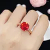 Кластерные кольца Anillos Yuzuk Red Ruby Gemstone Кольцо для женщин мода серебряные свадебные украшения очаровательный цвет розового золота