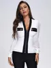 Dames Jackets Bandage Bubble Long Sleeve Bodycon Dames Wit Sexy Vneck Zipper Jacket Top Party Club Outfits Tops 230818