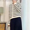 Kvinnors tröjor Kvinnors tröjor White Black Striped Short Cardigan Women Korean Fashion Sweater Elegant Long Sleeve Top Spring Cardigan Women Traf 220926 Z230819