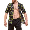 Camisas casuais masculinas Chili Tropical Print Hawaiian Shirt for Men | Manga curta Summer Aloha Beach