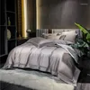 Bedding Sets High End Light Luxury 200 Count Long Staple Cotton Four Piece Set All Hollowed Out Wide Brim Solid Color Bed Sheet