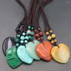 Pendentif Colliers Naturel Agate Cristal Tissé À La Main Amour Collier En Forme De Coeur Chandail Chaîne Simple Bijoux De Mode 3 Pcs/Lot