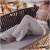 Frauenhose Capris Adogirl Women Beach Flare Flare Strick hohl aus dem Fischnetz mit hoher Taille Schnürsenging -Schärpe Nachtclub Trou Dh6wy