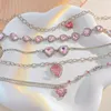 Collane a ciondolo 2023 Collana zircone zircone del cuore rosa per donne ragazze dorate chocatore d'argento metallo romantico elegante regalo di gioielli alla moda