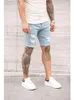 Heren jeans zomer gescheurde shorts hip-hop-hop denim broek stretch lichtblauw mode ontwerp slank rechte mannelijke kort