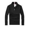 Hommes chandails TM11 automne hiver coton chaud col montant Jersey pull hommes tricoté demi fermeture éclair pull fermeture éclair Cardigan veste