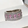 Klusterringar choucong varumärke bred ring vintage smycken 925 sterling silver oval skurna rosa 5a kubik zirkoniumparti fingerband gåva