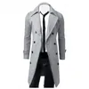 メンズウールブレンドダブル胸のトレンチコートブレンド高品質のブランドファッションカジュアルスリムフィットソリッドカラー男性ジャケット230818