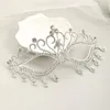Hair Clips Bridal Headdress Crystal Rhinestone Mask Metal Veil Women Wedding Dance Party Headwear Head Tiara Face Accessories