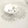 Haarklammern Brautkopfschmuck Kristall Strassmaske Metall Schleier Frauen Hochzeit Dance Party Kopfbedeckung Kopf Tiara Gesichtsbehörde Accessoires