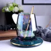 Vattenflaskor Creative Glass Cup Coffee Set Hem Europeisk stil liten lyx med sked och maträtt eftermiddagste