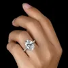 Anello di promessa di diamante del laboratorio di taglio ovale vintage da 4 ct Anello di fidanzamento in argento sterling 925 reale al 100% per gioielli da donna