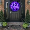 Andra evenemangsfestleveranser 37 cm Happy Halloween Wreath with Led Light Up Black Bat Cat Pendant Decoration for Home 230818