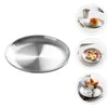 Dinnerware Sets Stainless Steel Dessert Plate Round Fruit Kitchen Supplies Dish Grill Tray Silver Travel Serving Cake