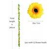 Fleurs Décoratives 240cm Tournesols Artificiels Canne Rotin Faux Vignes Guirlande Plantes Vertes Feuille Tenture Murale Maison Fête De Mariage Clôture Décor