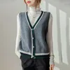 Malhas femininas de malha Coloque 100 suéteres de lã pura 2023 Sweater de caxemira de caxemira de cashmere sem mangas de primavera V-Vest Wear