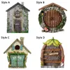Dekorative Objekte Figuren graviertes Design Holz Miniaturfee Gnom -Türfenster Rasenschmuck Gartendekoration Outdoor Kid Geschenk 230818