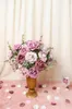 Flores decorativas D-Seven 25/50pcs Artificial 5 Tone Mixed Colors Roses com caule para mesa de casamento Decoração de festa em casa Bouquet Diy