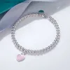 Charmarmband S925 Sterling Silver Love Armband Bangle Designer Smycken Lovely Blue Pink Red Heart Pendant Tennis Armband för kvinnor Z230818