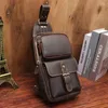 School Bags Casual Sporty Leather Chest For Men IPad Mini Cow One Shoulder Male Anti Theft Pack Slim Bag