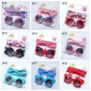 Groothandel 20 kleuren Kinderen Baby Girls Zonnebril Haarband Set Anti-UV Cartoonglazen Knoop Bow Hoofdband Foto Props Geschenken