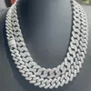 Hot Sale Gold Plated Hip Hop Jewelry 13mm 2 Rows Diamond Cuban Link Chain Micro Paved Moissanite