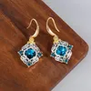 Boucles d'oreilles pendantes bleu cristal Zircon goutte personnalité crochet en alliage de Zinc pour les femmes cadeau d'anniversaire de mariage