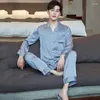 Vêtements de nuit pour femmes Printemps Glace Soie Pyjamas Hommes À Manches Longues Mince Costume Âge Saison Trill Live Big Yards Ménage À Prendre Confortable Et