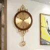 Väggklockor europeisk kreativ klocka koppar vardagsrum konst ljus lyx stor kvarts sovrum reloj pared dekor