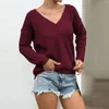 Kobiety swetry kobiety v szyja solidny kolor luźno wolny sweter pulower ciepły długi lekki bluzę bez czapki