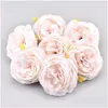 Verpakkingszakken Groothandel Hoogwaardige kunstmatige pioenwit Witte Rose Zijde Bloemhoofden voor Wedding Decoratie Diy Wrans Scrapbooking Craft Othds