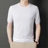 Chandails pour hommes de haute qualité hommes hauts en tricot de soie été ONeck glace t-shirts hommes à manches courtes tricot mince vêtements t-shirts 230818