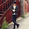 Pulls pour hommes Plus Size Cardigan à pois Personnalité de la mode Open Han Yinglun Campus T-shirt à manches longues D