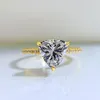 Cluster Rings 18k Gold Color Triangle Shape 1CT Lab Diamond Gemstone Engagement Ring Sparkling Real Silver 925 Fine Jewelry