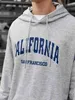 Felpa con cappuccio maschile in California Art Blue Word Male Hoodies Male Cotton Come confortevole Autunno Streetwear Sale di vendita Hot Sale Personality Man Hoody J230818