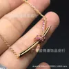 Designer Brand Tiffayss New Twisted Knot Necklace for Womens Light Luxury and Small Crowd Rose Gold Bowknot Collar Chain with Advanced Pink Diamonds