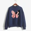 Męskie bluzę z kapturem Róż Butterfly Kobiety z długim rękawem streetwear retro kwiatowy luźne luźne swobodne pullover zabawne jesień żeńska bluza