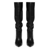 Stiefel 2023 Schwarze Frauen kniehohe hohe schlampige spitze Zehenfürchtige Party Fashion Daily Herbst Winterschuhe 230818