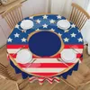 Table Cloth Round American Patriotic Donut With Flag Of USA Tablecloth Waterproof Oil-Proof Cover 60 Inch Doughnut