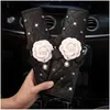 Accessori per cinture di sicurezza 2 pcs Fashion Rhinestone Leather Auto Cintura di sicurezza Sefety ER Crystal Crown Shoder Pad Styling Interior Drop De Dhvh1