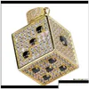 Pendant Necklaces Iced Out Dice For Men Women Luxury Designer Mens Bling Diamond Cube Pendants Gold Sier Zircon Jewelry Love B2En W69M Dhb2G